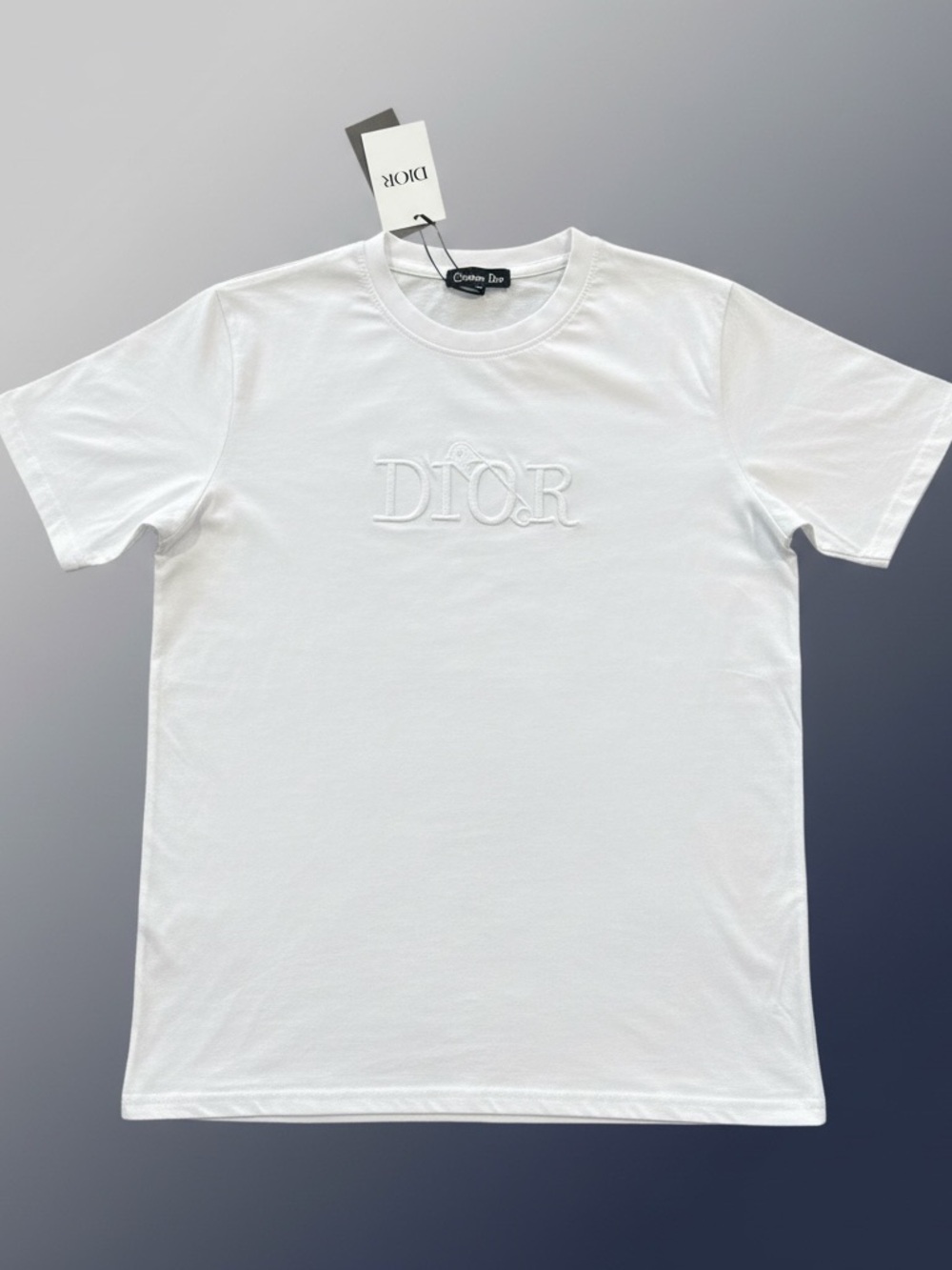 Dior White Embossed Logo Short Sleeve Tee